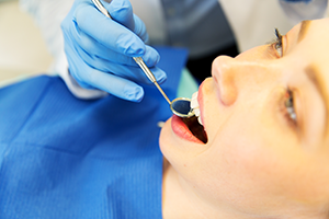 A woman having oral cancer screening at Goochland Dentistry