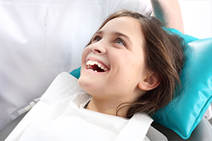 Little girl getting dental sealant treatment at Goochland Dentistry